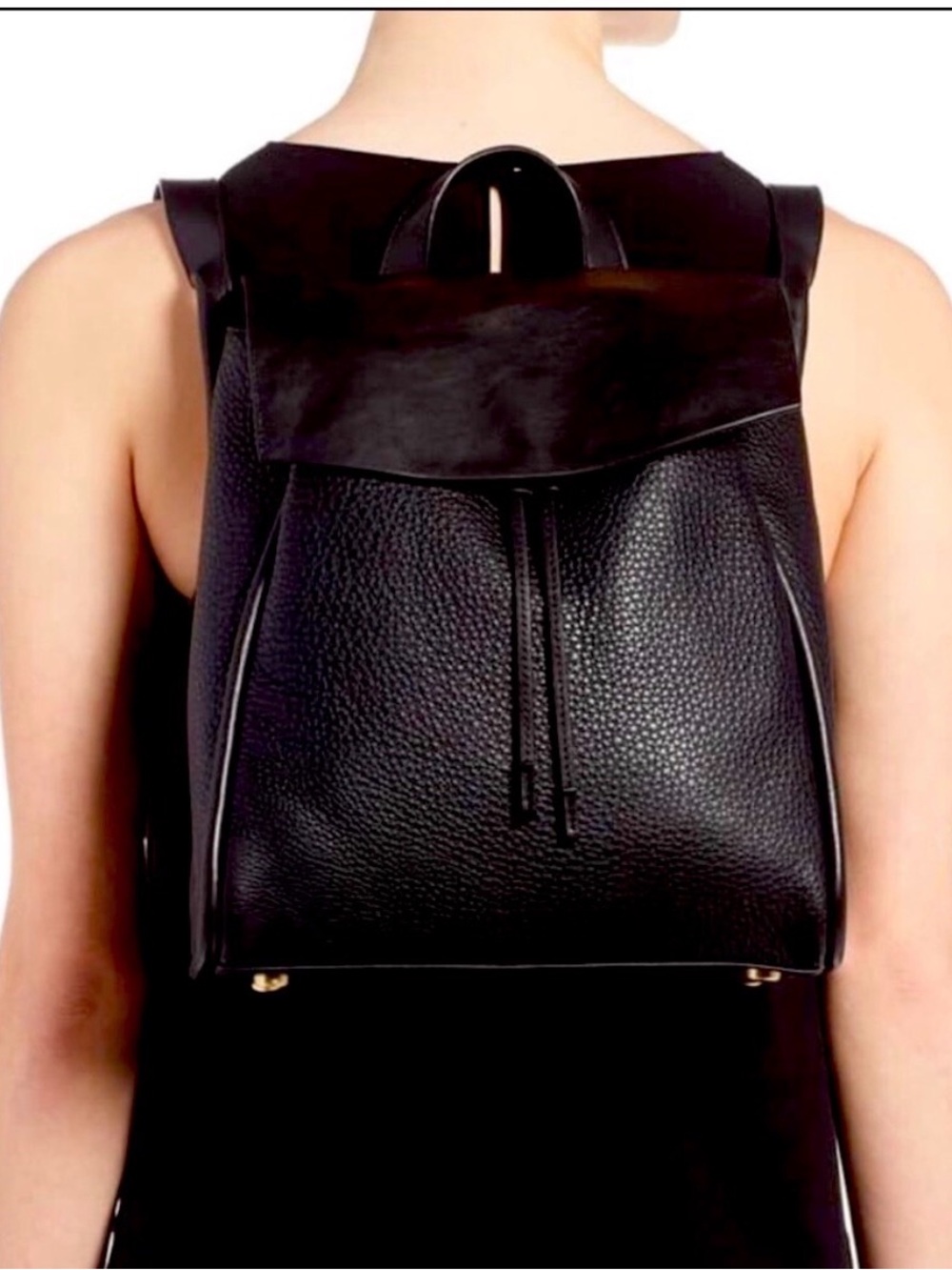Skagen Black Pebbled Leather Backpack
